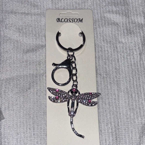 Blossom Accessories - Dragonfly Keychain/Bag Charm with Pink Accents